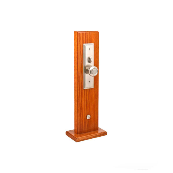 Emtek Hardware Brass Melrose Mortise Entryset, Shown In Polished Chrome w/Belmont Knob (Interior View)