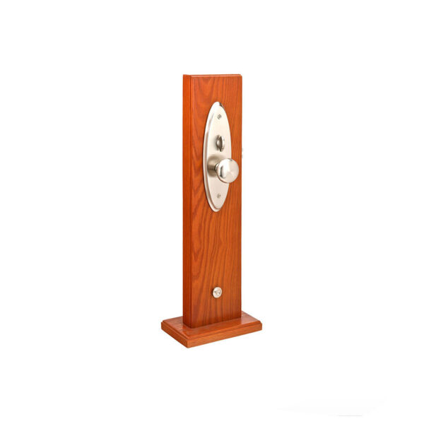 Emtek Hardware Brass Memphis Mortise Entryset, Shown In Satin Nickel w/Providence Knob (Interior View)
