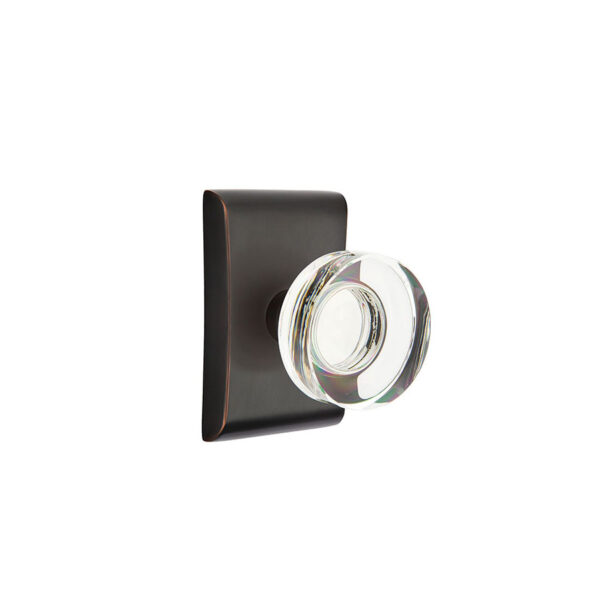 Emtek Modern Disc Crystal Door Knob w/Neos Rosette, Shown In Oil Rubbed Bronze