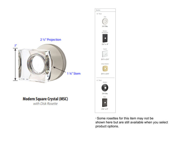 Emtek Modern Square Crystal Door Knob Tech Specs