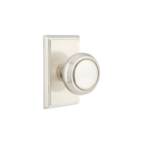 Emtek Hardware Norwich Door Knob w/Rectangular Rosette, Shown In Satin Nickel