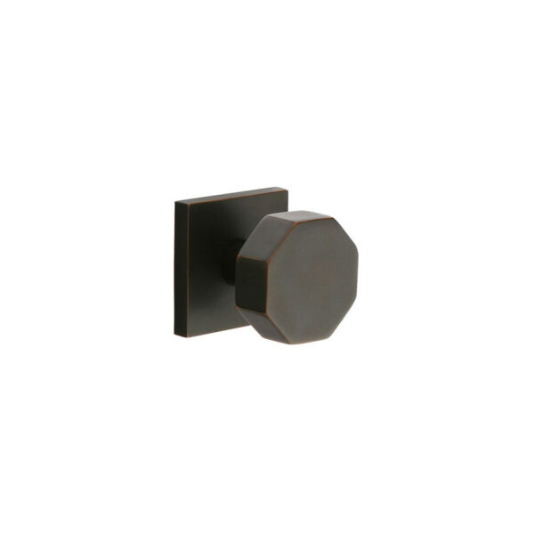 Emtek Octagon Door Knob w/Square Rosette, Shown In Oil Rubbed Bronze
