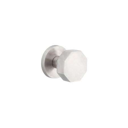 Emtek Octagon Stainless Steel Door Knob w/Disk Rosette, Shown In Brushed Stainless Steel