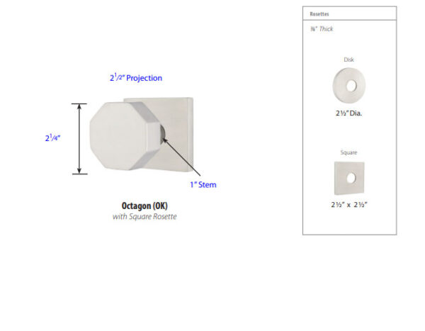 Emtek Octagon Stainless Steel Door Knob Tech Specs