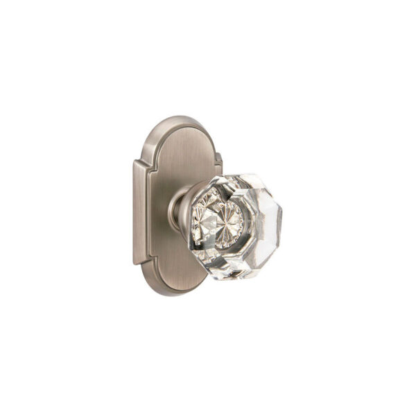 Emtek Hardware Old Town Crystal Clear Door Knob w/#8 Rosette, Shown In Pewter