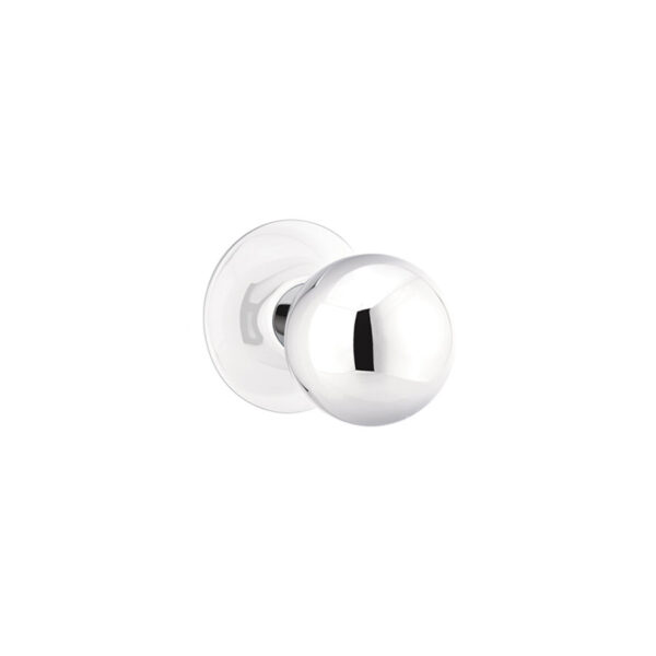 Emtek Orb Door Knob w/Modern Rosette, Shown In Polished Chrome