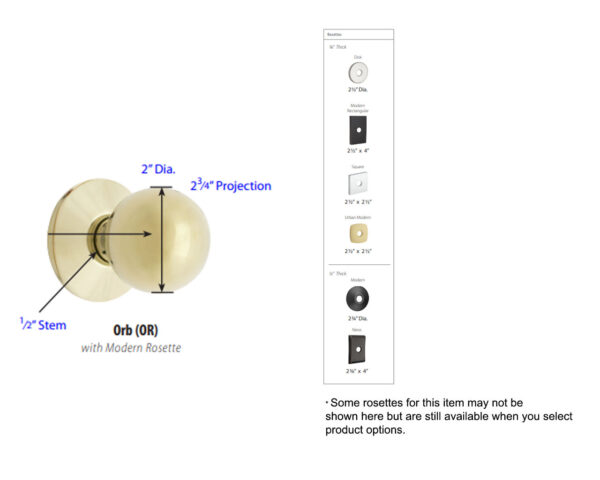 Emtek Orb Door Knob, Tech Specs