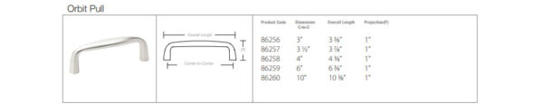Emtek Orbit Cabinet Pulls, Tech Specs
