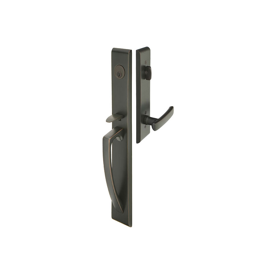 Emtek Hardware Orion Brass Tubular Entryset w/Geneva Lever Shown In Oil Rubbed Bronze