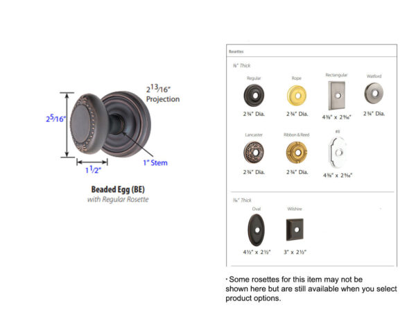 Emtek Oval Beaded Egg Door Knob Tech Specs