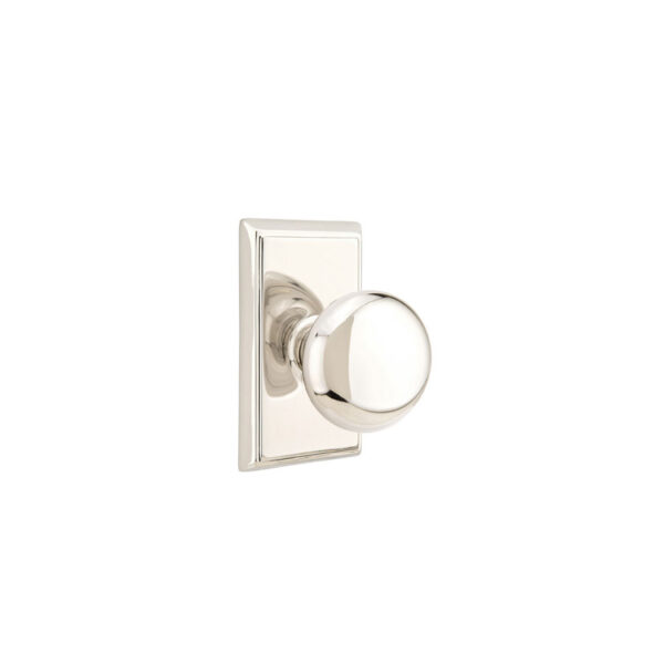 Emtek Hardware Providence Door Knob w/Rectangular Rosette, Shown In Polished Nickel