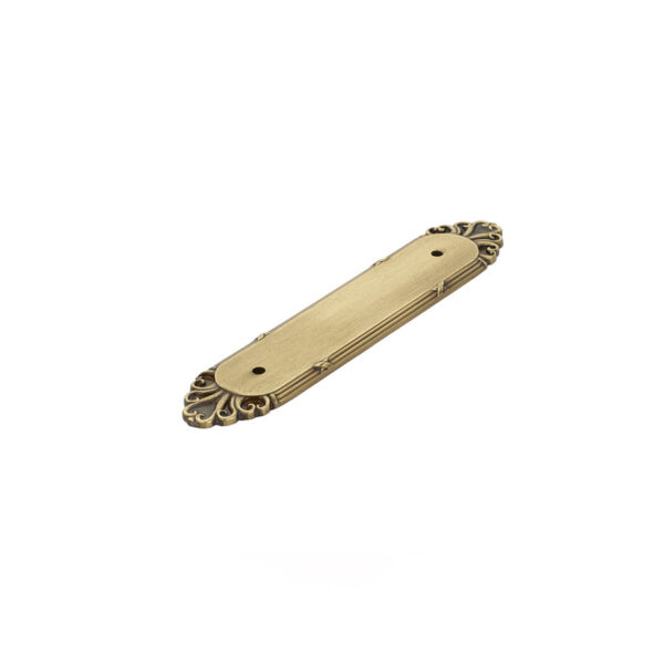 Emtek Hardware 86294, Ribbon & Reed Backplate For 4" Cabinet Pull,  1-1/4". x 6-3/4", Shown In French Antique - Image 2