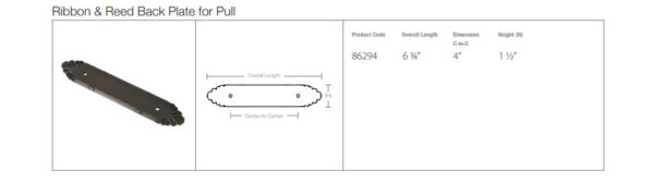 Emtek Hardware 86294, Ribbon & Reed Backplate For 4" Cabinet Pull,  1-1/4". x 6-3/4", Shown In French Antique - Image 8