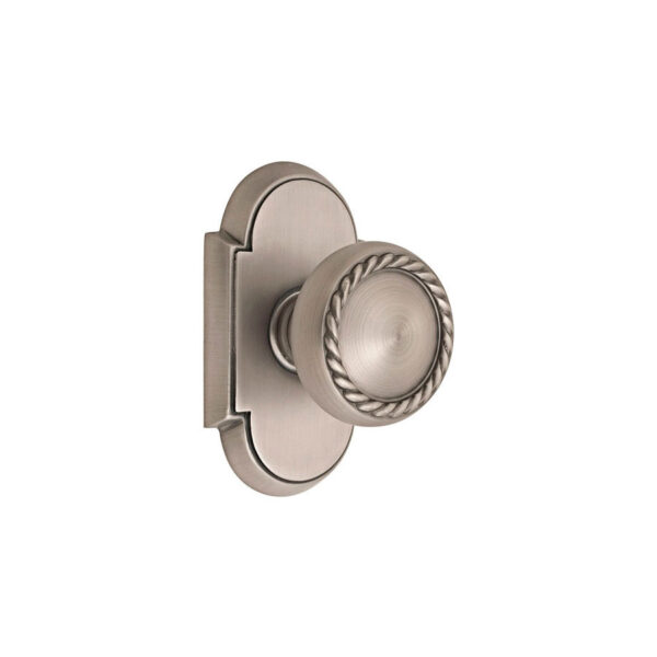 Emtek Hardware Rope Door Knob w/#8 Rosette, Shown In Pewter