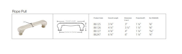 Emtek Hardware Rope Cabinet Pull, Tech Specs