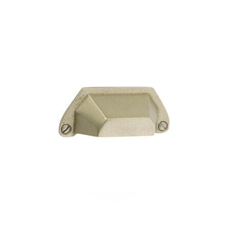 Sandcast Bronze Cabinet Bin Pull, Shown In Tumbled White Bronze