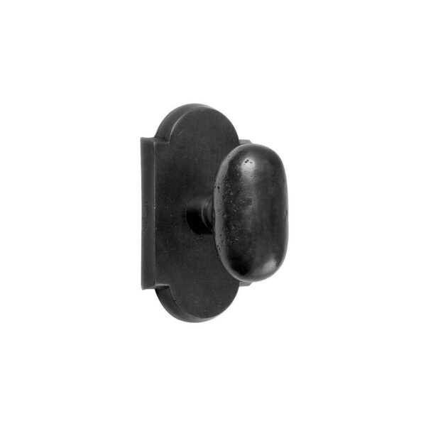 Emtek Hardware Sandcast Bronze Egg Door Knob w/#1 Rosette, Shown In Flat Black Bronze