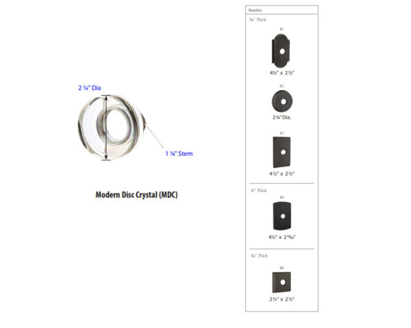 Emtek Modern Disc Crystal Sandcast Bronze Door Knob Tech Specs