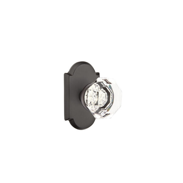 Emtek Hardware Sandcast Bronze Old Town Crystal Clear Door Knob w/#1 Rosette, Shown In Flat Black Bronze