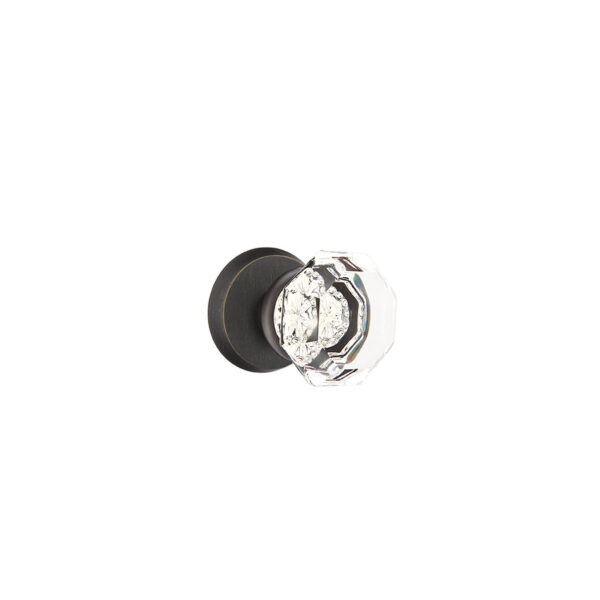 Emtek Hardware Sandcast Bronze Old Town Crystal Clear Door Knob w/#2 Rosette, Shown In Medium Bronze