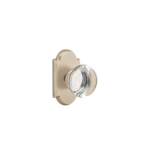 Emtek Hardware Sandcast Bronze Providence Crystal Door Knob w/#1 Rosette, Shown In Tumbled White Bronze