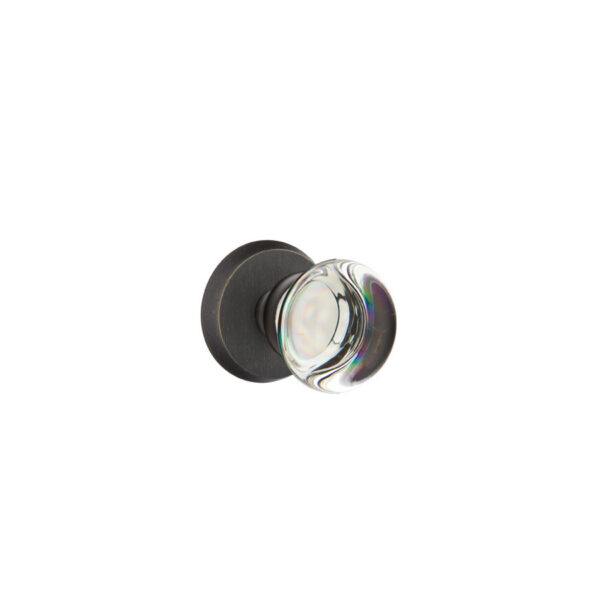 Emtek Hardware Sandcast Bronze Providence Crystal Door Knob w/#2 Rosette, Shown In Medium Bronze