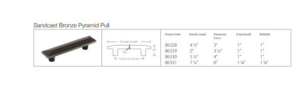 Emtek Hardware Pyramid Cabinet Pull Tech Specs
