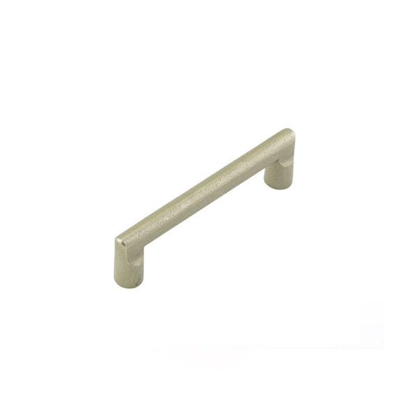 Emtek Sandcast Bronze Rail Cabinet Pull, Shown In Tumbled White Bronze