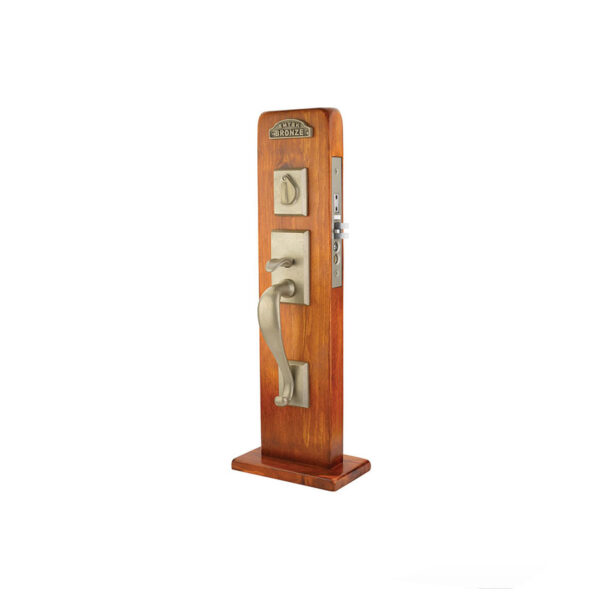 Emtek Rectangular Sectional Mortise Entryset, Shown In Tumbled White Bronze