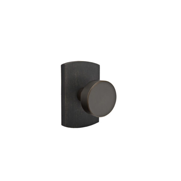 Emtek Hardware Sandcast Bronze Round Door Knob w/#4 Rosette, Shown In Medium Bronze