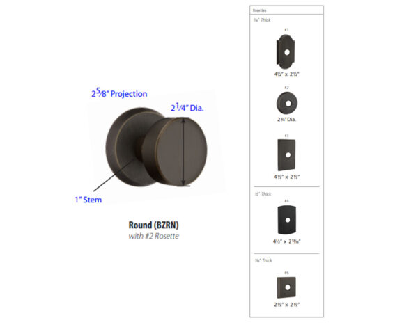 Emtek Hardware Sandcast Bronze Round Door Knob Tech Specs