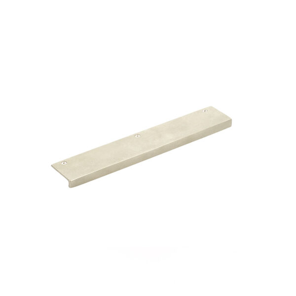 Emtek Sandcast Bronze Rustic Modern Edge Cabinet Pull, Shown In Tumbled White Bronze