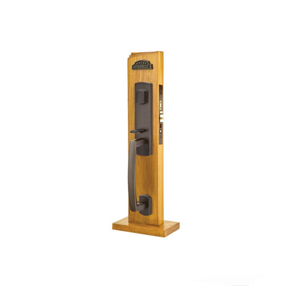 Emtek Sandcast Bronze Sonoma Mortise Entryset, Shown In Medium Bronze