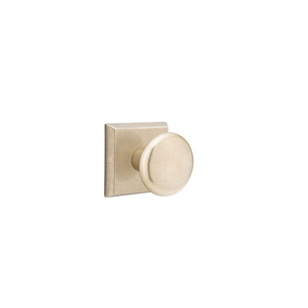Emtek Hardware Sandcast Bronze Winchester Door Knob w/#6 Rosette, Shown In Tumbled White Bronze