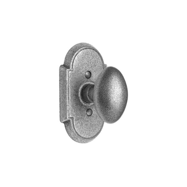 Emtek Savannah Wrought Steel Door Knob w/#1 Rosette, Shown In Satin Steel