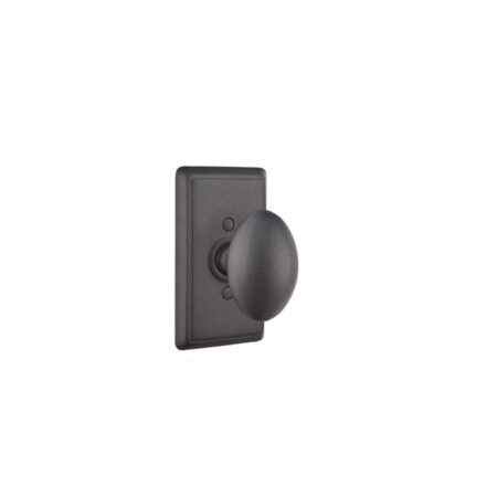 Emtek Savannah Wrought Steel Door Knob w/#3 Rosette, Shown In Flat Black Steel