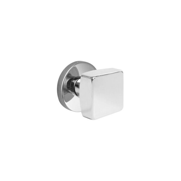 Emtek Square Door Knob w/Disc Rosette, Shown In Polished Chrome