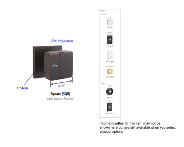 Emtek Square Door Knob Tech Specs