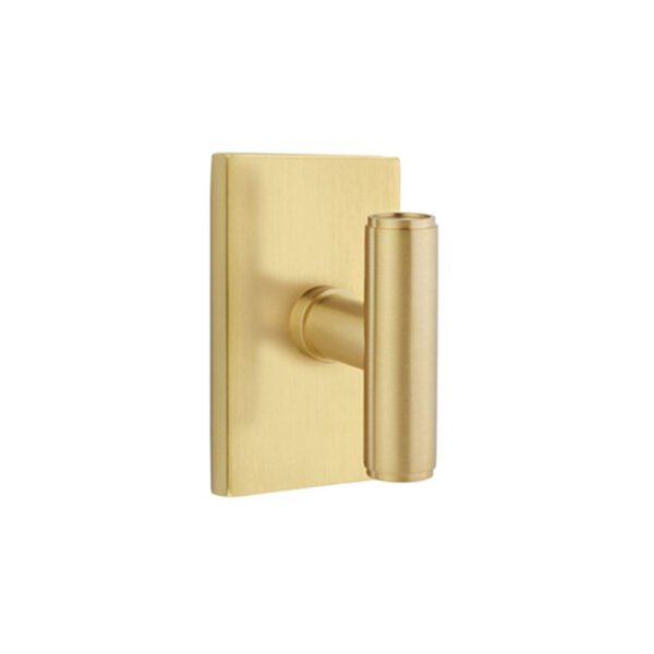 Emtek Hardware The Ace Door Knob w/Modern Rectangular Rosette, Shown In Satin Brass