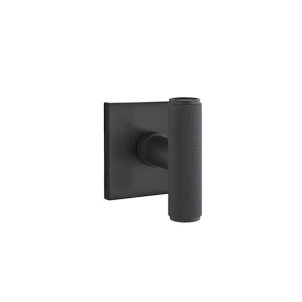 Emtek Hardware The Ace Knurled Door Knob w/Square Rosette, Shown In Flat Black