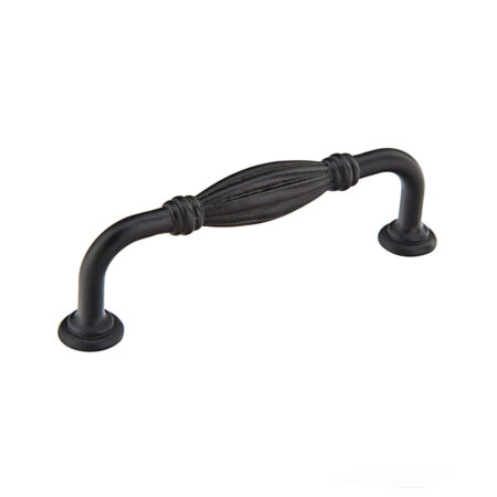 Emtek Tuscany Bronze Fluted Fixed Cabinet Pull, Shown In Flat Black Bronze