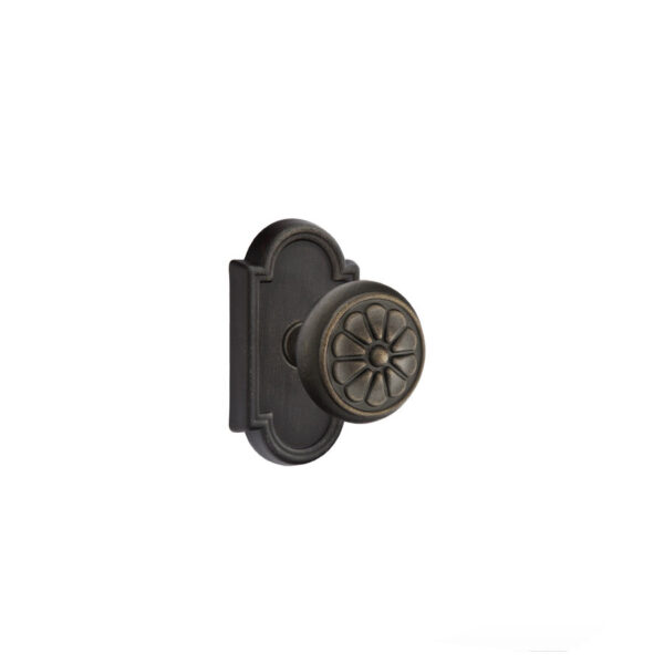 Emtek Tuscany Bronze Petal Door Knob, Shown In Medium Bronze w/#11 Rosette