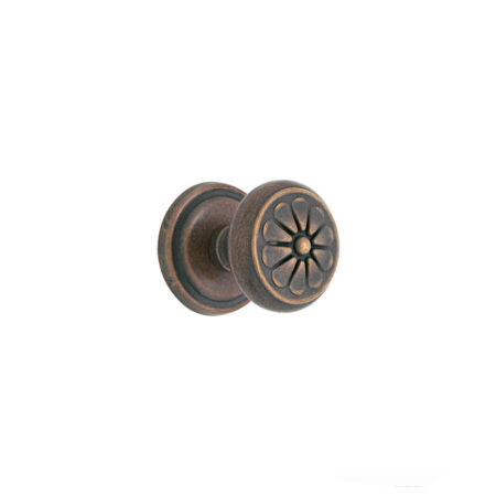 Emtek Tuscany Bronze Petal Door Knob, Shown In Medium Bronze w/#12 Rosette