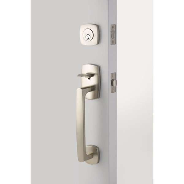 Emtek Urban Modern Sectional Brass Tubular Entry Set Shown In Satin Nickel