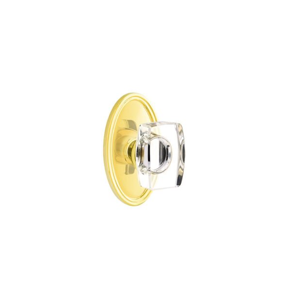Emtek Hardware Windsor Crystal Clear Door Knob w/Oval Rosette, Shown In Polished Brass