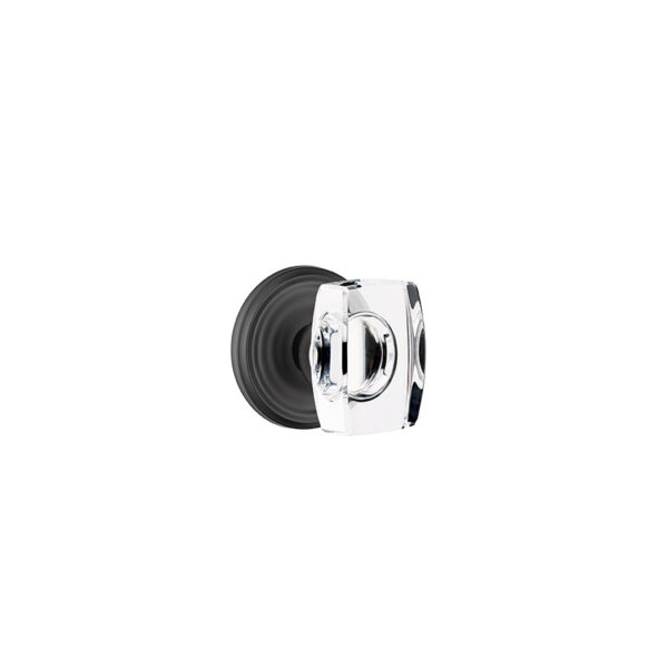 Emtek Hardware Windsor Crystal Clear Door Knob w/Regular Rosette, Shown In Flat Black