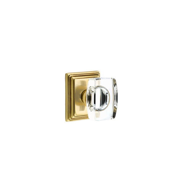 Emtek Hardware Windsor Crystal Clear Door Knob w/Wilshire Rosette, Shown In French Antique