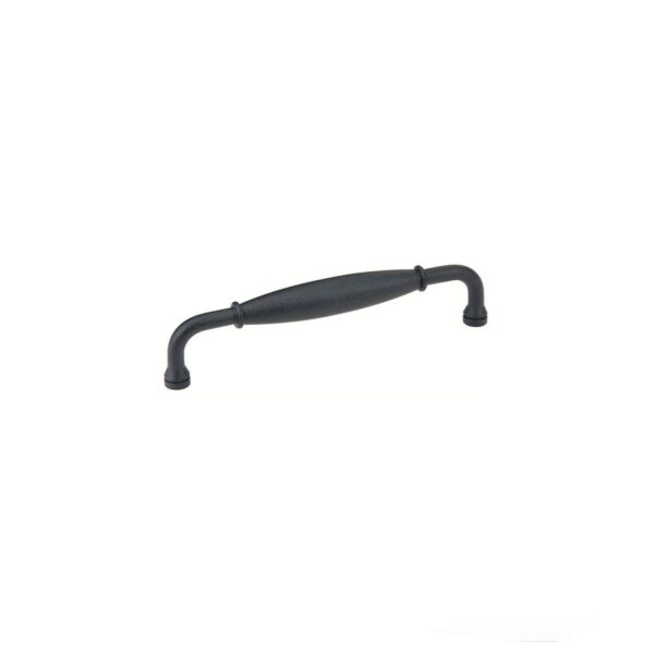 Emtek Wrought Steel Normandy Fixed Cabinet Pull, Shown In Flat Black Steel