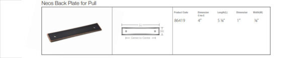 Emtek Neos Backplate For Pull Tech Specs
