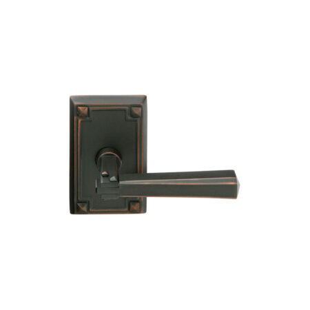 Emtek Hardware Arts & Crafts Door Lever w/Arts & Craft Rosette, Shown In Oil Rubbed Bronze